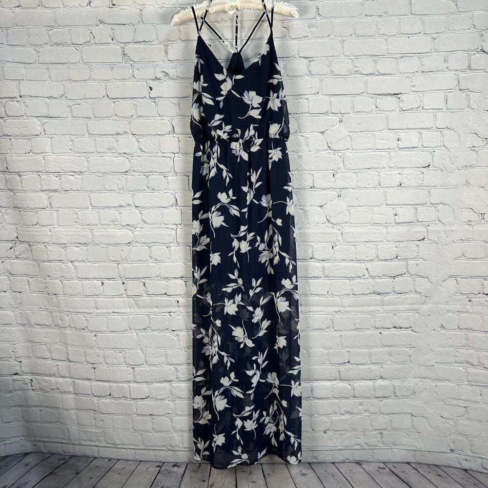 Sienna Sky Women's‎ Floral Print Sleeveless Summer Maxi Dress, Size Large, Navy